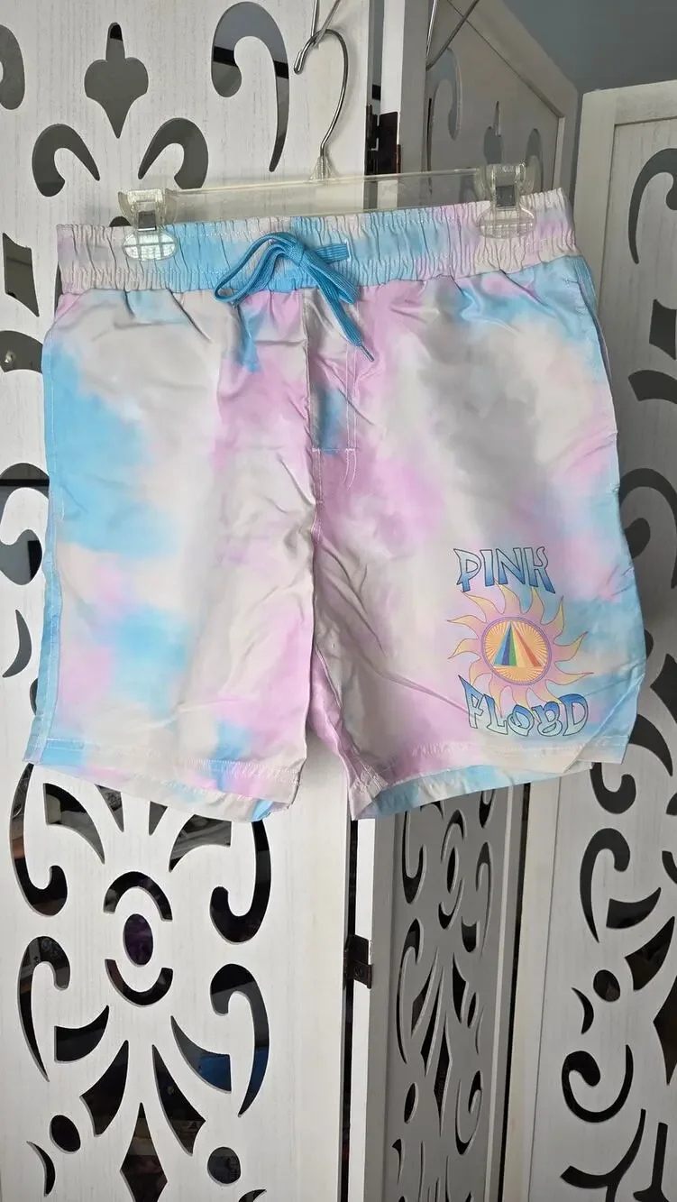 Pink Floyd Swim Trunks Large Tie Dye Board Shorts UPF 50 Beach Pool Mens